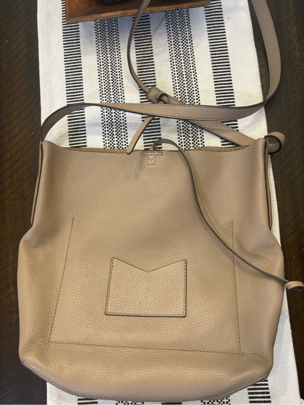 Michael Kors Taupe Pebbled Leather Shoulder/Crossbody Bag with Gold MK Logo